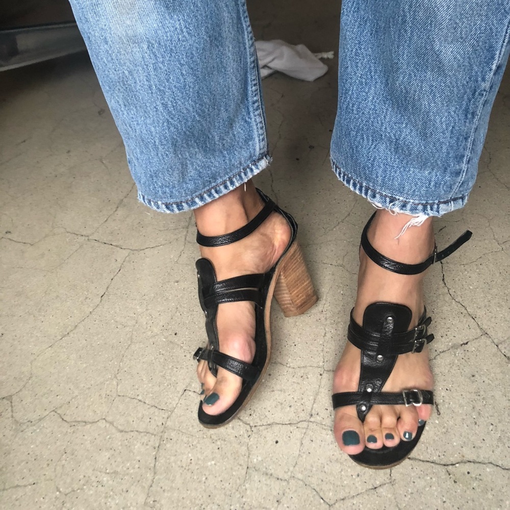 Black leather Greek sandals size 5.5